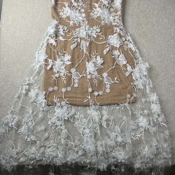 Dress The Population Sidney Deep V-Neck 3D Lace Dress Gown XL NWT Wedding  Floral